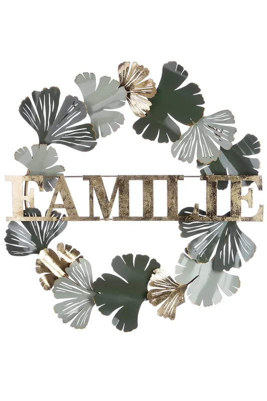 Casablanca Decorative Wall Relief Family Metal Hanging Decoration Gold Green 70 x 73 cm