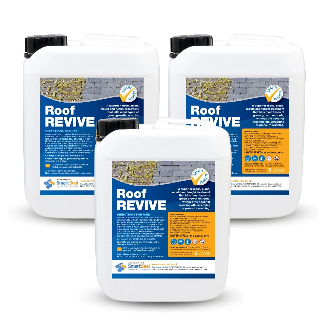 Smartseal 'Roof Revive' - Green Growth & Algae Killer Safe & Easy to Use- Apply & Leave- Inhibits re-Growth Suitable for All Roof Tiles