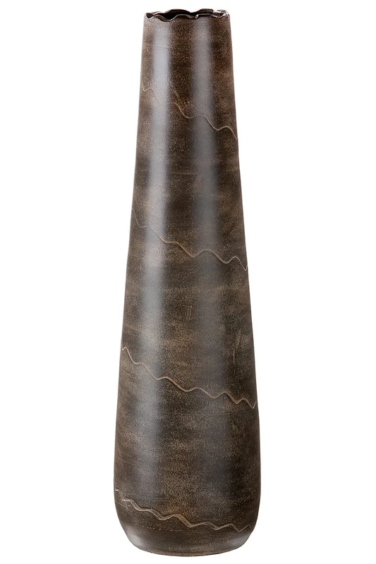 GILDE Ceramic Vase Wave XXL - Decorative Vase Waterproof Height 70 cm Brown - Living Room Decoration - European Manufacture