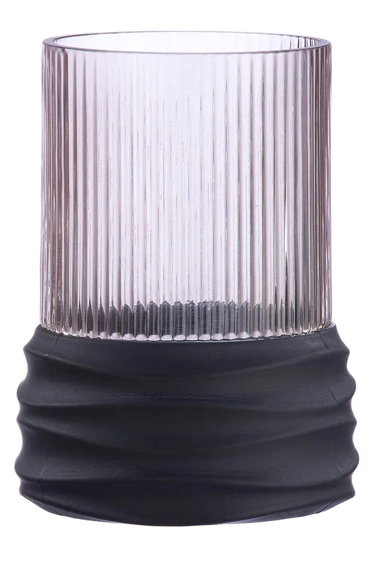 Casablanca Decorative Flower Vase Groove Glass Brown Height 15 cm