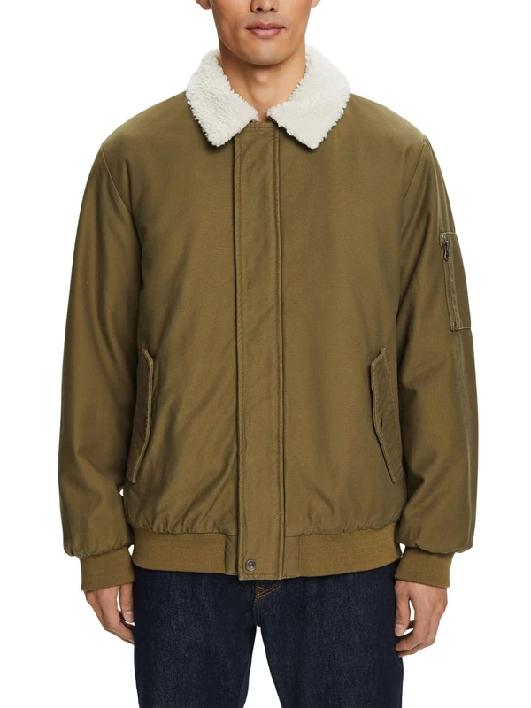 ESPRIT Men's 093ee2g314 Jacket, 351/Khaki Green 2, S