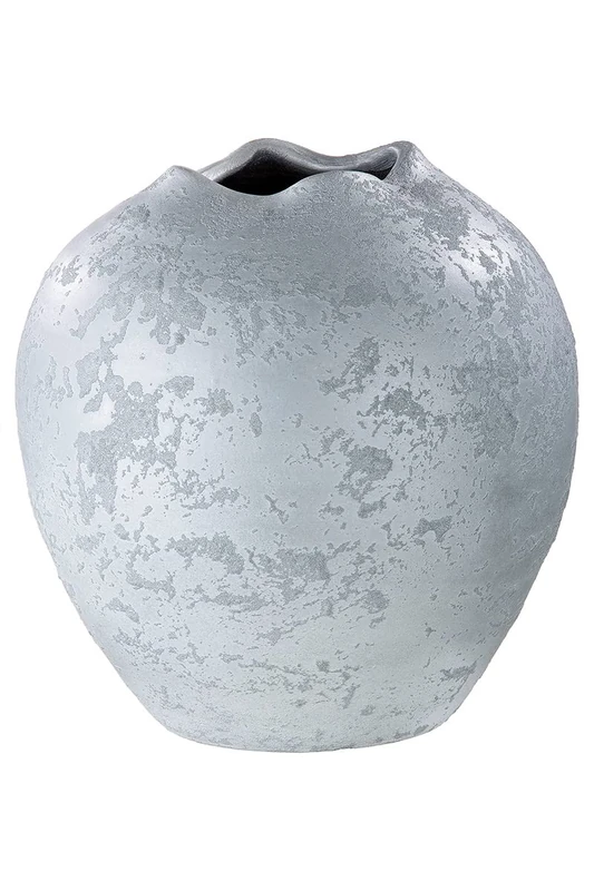 GILDE Barcelos Ceramic Vase - Decorative Tulip Vase Waterproof Height 29 cm Diameter 29 cm Colour: White Grey - Living Room Decoration - European Manufacture