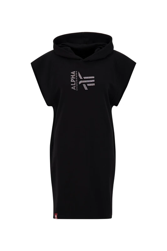 Alpha Industries Women's Hoody Glitter Dress for Ladies, Black, XS - Image 1