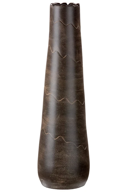 GILDE Ceramic Vase Wave XL Decorative Vase Waterproof Height 60 cm Brown - Living Room Decoration - European Manufacture