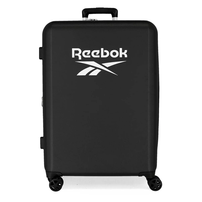 Reebok Roxbury Medium Suitcase, Black, 48 x 70 x 26 cm, Hard ABS, Built-in TSA Lock, 81 L, 2.5 kg, 4 Double Wheels
