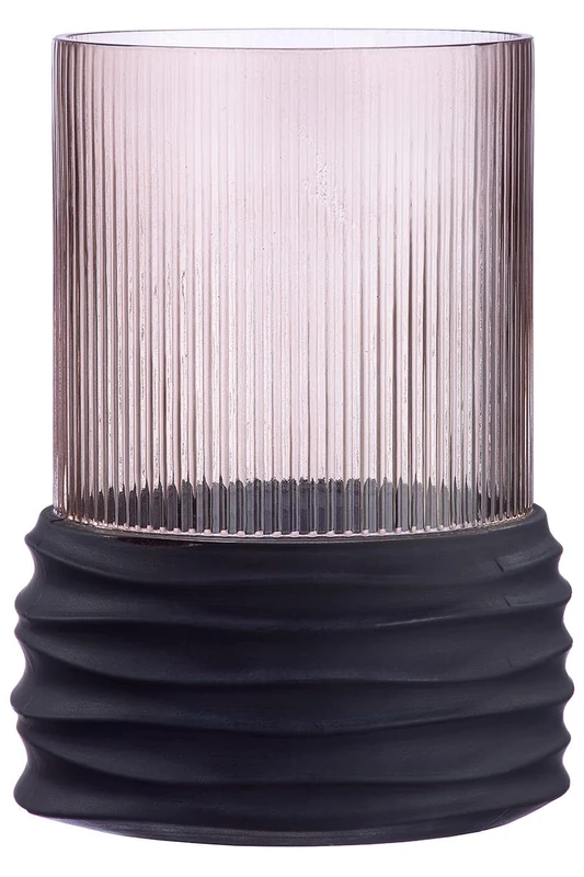 Casablanca Decorative Flower Vase Groove Glass Brown Height 19.5 cm