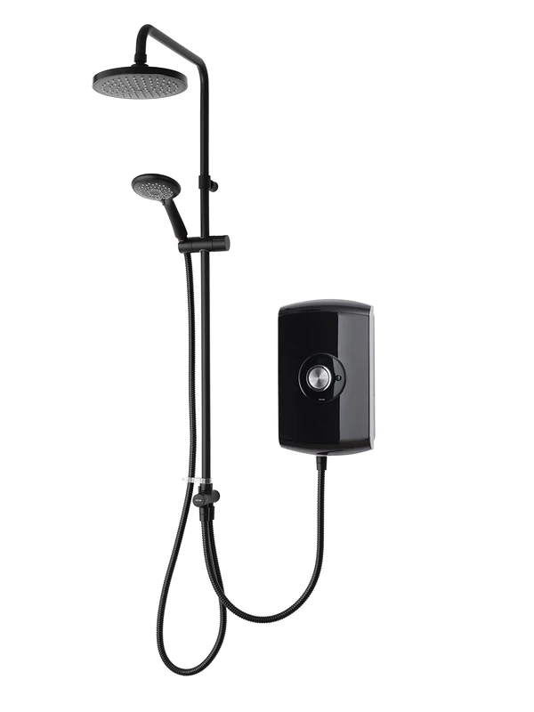 Triton Showers GEAMDU93 Amore DuElec | Shower Electric | 9.5KW | Black Gloss I Electrical Showers | with Showerhead and Anti Twist Hose | Rainfall Shower Head | for Bathrooms