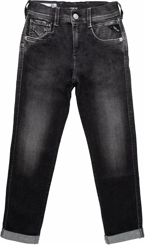 REPLAY Boy's SB9045 White Weft Power Jeans, 098 BLACK, 8 Jahre