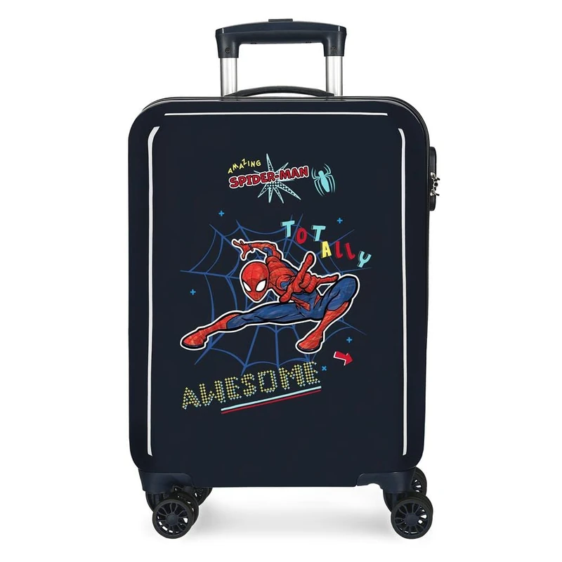 Marvel Spiderman Totally awesome Blue cabin suitcase 38x55x20 cms Rigid ABS Side combination lock 34L 2 kgs 4 double wheels Hand Luggage