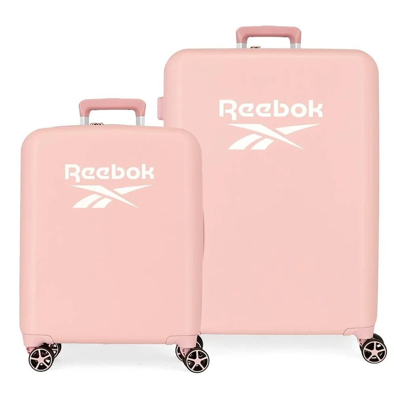 Reebok Roxbury Suitcase Set, Pink, 55/70 cm, Hard ABS, Built-in TSA Lock, 119.4 L, 6 kg, 4 Double Wheels, Hand Luggage