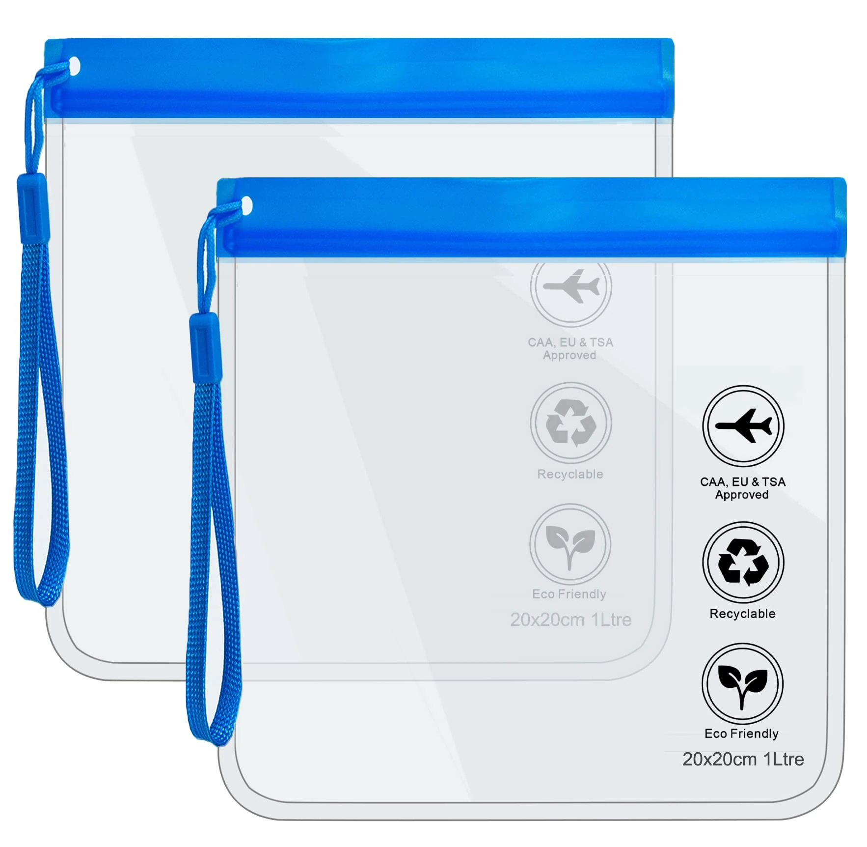 Clear Travel Toiletry Bag - Airport Security Liquids Bags, Airport Liquid Bag 20 x 20cm TSA Approved, Travel Accessories Makeup Bags Holiday Essentials Luggage for Men Women