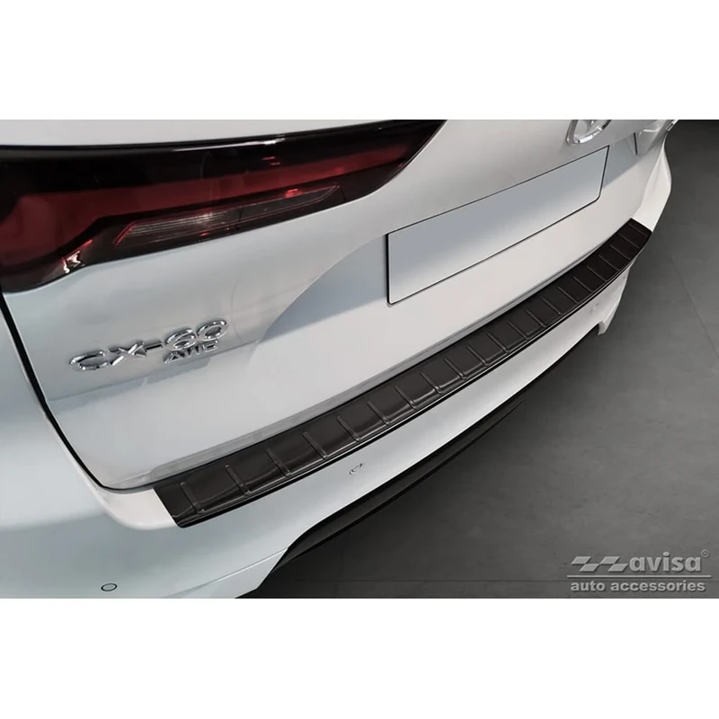 Avisa Black Stainless Steel Rear bumper protector compatible with Mazda CX-60 (KH) 2022- 'Ribs'
