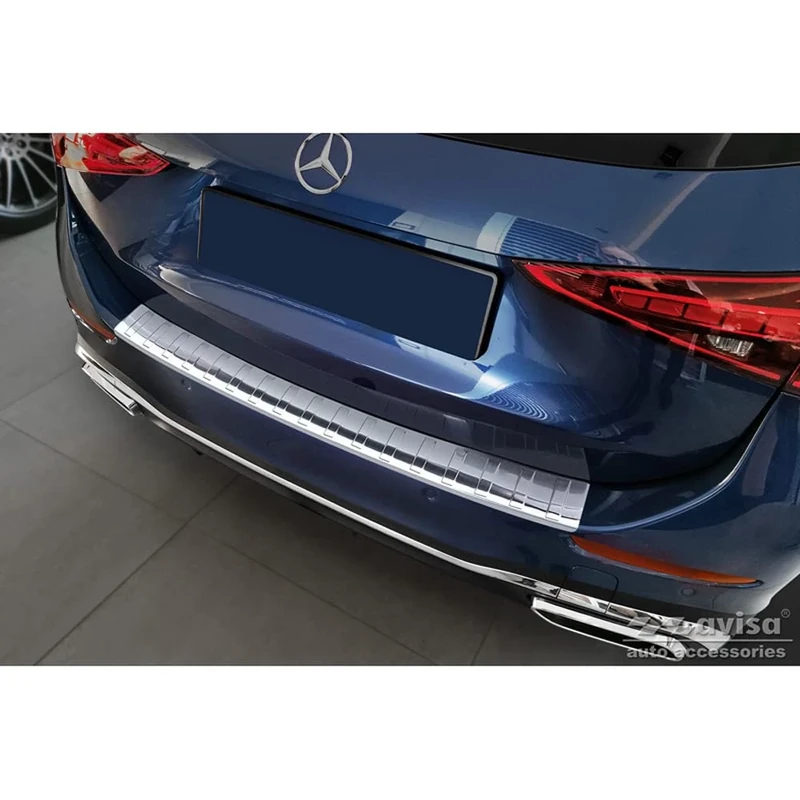 Avisa Stainless Steel Rear bumper protector compatible with Mercedes C-Class AMG Estate (S206) 2021- 'Ribs'