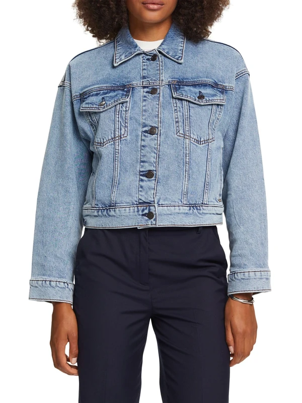 ESPRIT Women's Blazer, 903/Blue Light Wash, L - Image 1