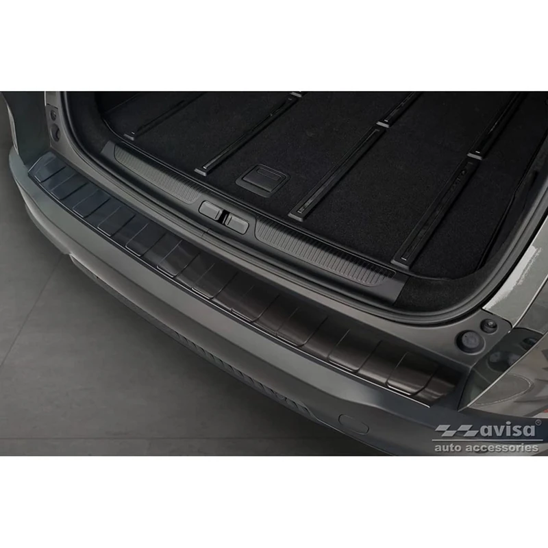 Avisa Black Stainless Steel Rear bumper protector compatible with Citroën C5 X 2021- 'Ribs'