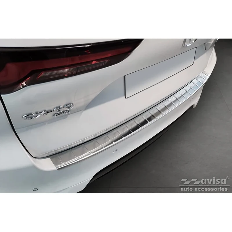 Avisa Stainless Steel Rear bumper protector compatible with Mazda CX-60 (KH) 2022- 'Ribs', Silver