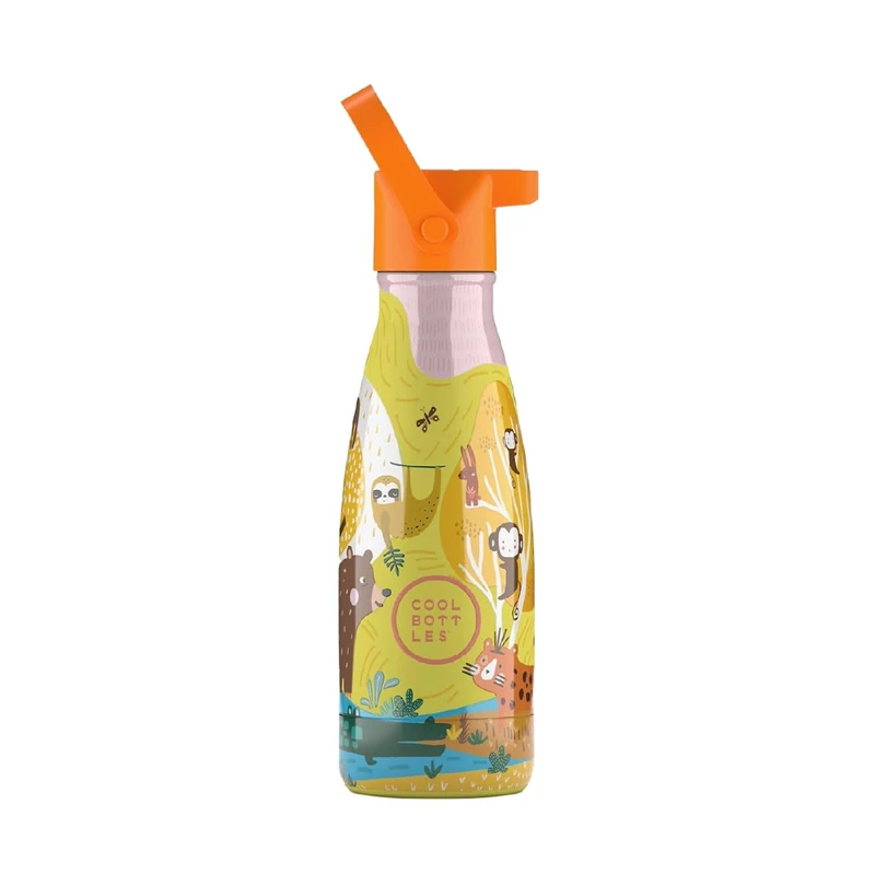 Cool Bottles Jungle Park Thermos Flask for Children, 260 ml, Stainless Steel Water Bottle, Cold Drinks for 36 Hours and Hot Drinks for 18 Hours, Colour Embossing, BPA Free