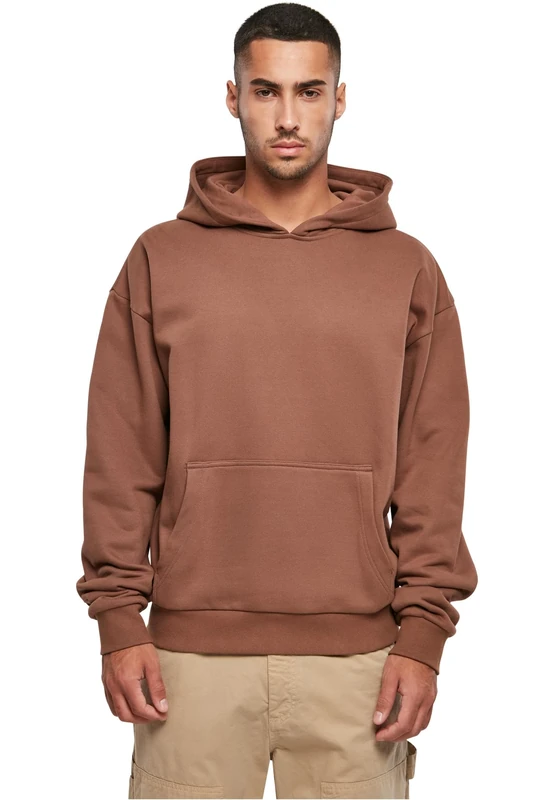 Build your Brand Men's Hooded Pullover Ultra Heavy Cotton Box Hoody, Oversized Hoodie for Men, Cotton, Sizes XS - 5XL, Bark, XXL