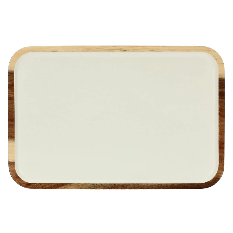 LA PORCELLANA BIANCA PB LA PORCELLANA Bianca-Rectangular Tray 30.5 x 20.5 x 1.8 cm Libeccio, Wood, White