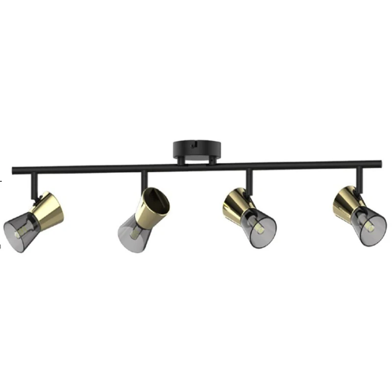 Zumaline CENTO Ceiling Spotlight Strip, Matte Black, Gold, 4x G9