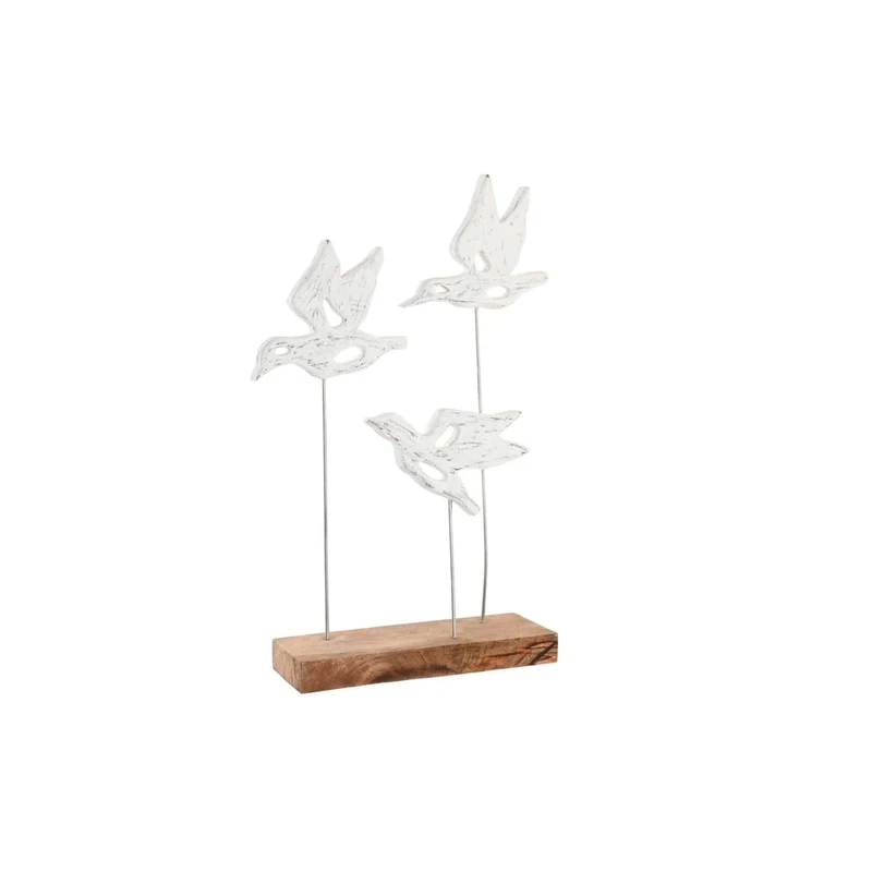 DKD Home Decor Decorative Figure Brown White Iron Mango Wood Birds (32 x 10 x 51 cm)