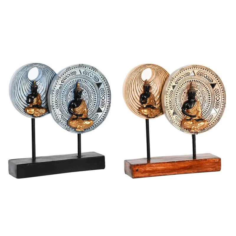 DKD Home Decor Decorative Figurine 25 x 6.5 x 25.7 cm Beige Blue Oriental Buddha (2 Units)