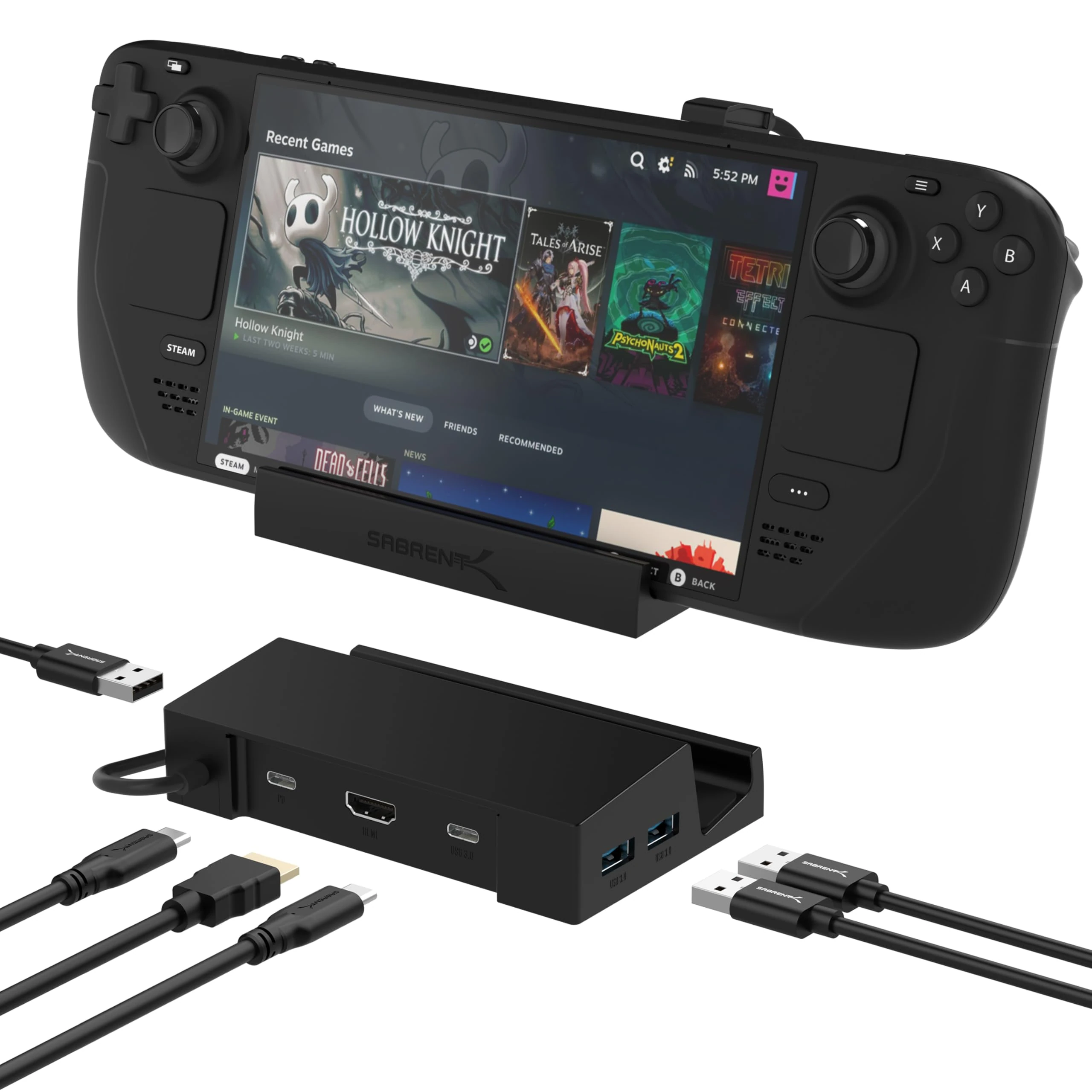 SABRENT Steam Deck Dock, 6-in-1 with HDMI 4K@60Hz, USB-C 95W PD 3.0 Fast Charging, Triple USB hub 3.2, 1 USB C Port Steam Deck & Rog Ally Dock (DS-SD6P)