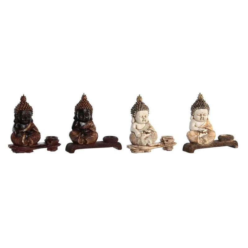 DKD Home Decor Decorative Figure 22 x 8.2 x 23 cm Red Beige Oriental Buddha (4 Pieces)