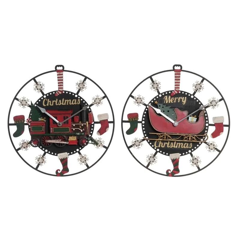 DKD Home Decor Wall Clock, Metal, Red/Green, Estándar