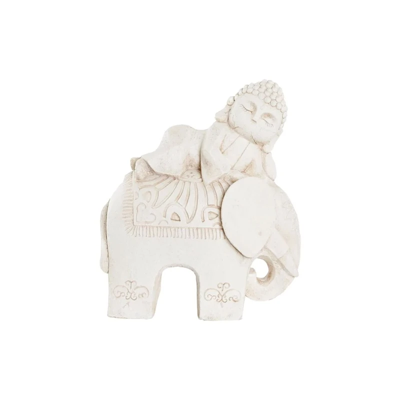 DKD Home Decor Decorative Figure Antique Finish Elephant Oriental White Magnesium (42 x 24 x 46 cm)