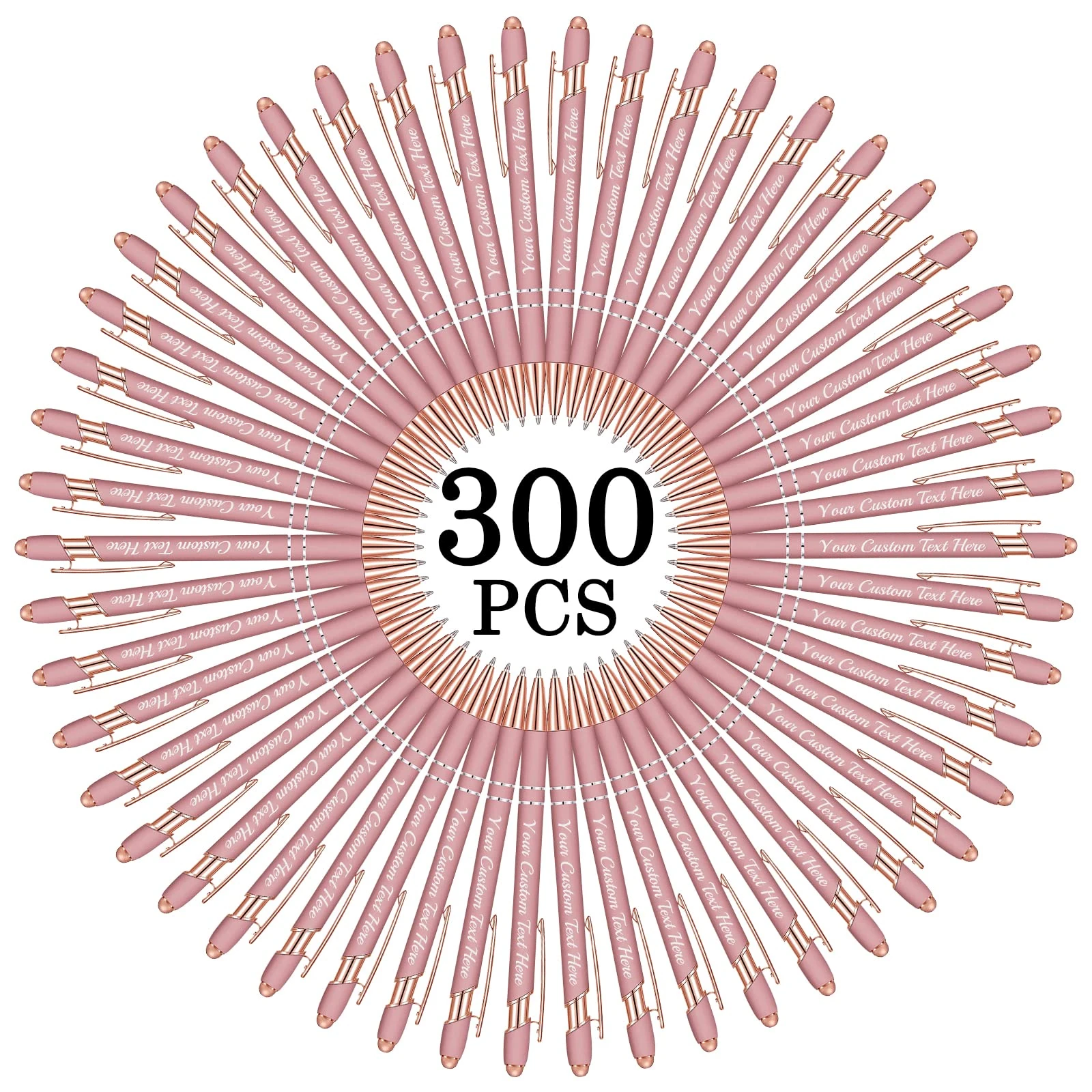 Hapelf Up to 500 Bulk Custom Pens Personalised Engraved Laser Ballpoint Promotional Pens with Names Stylus Tip Retractable Black Ink Pen for Women Men Wedding Christmas 150 Pcs