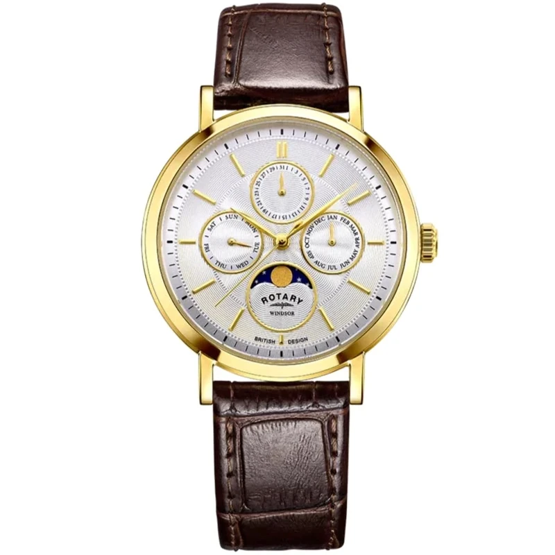 Rotary Windsor Moon-Phase Men's Brown Watch GS05428/06