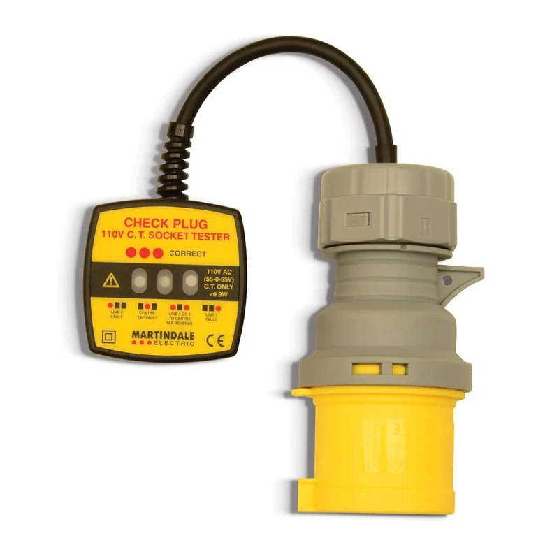 Martindale CP301 110V 32A Industrial Socket Tester, Yellow/Grey, 65 x 65 x 47 mm