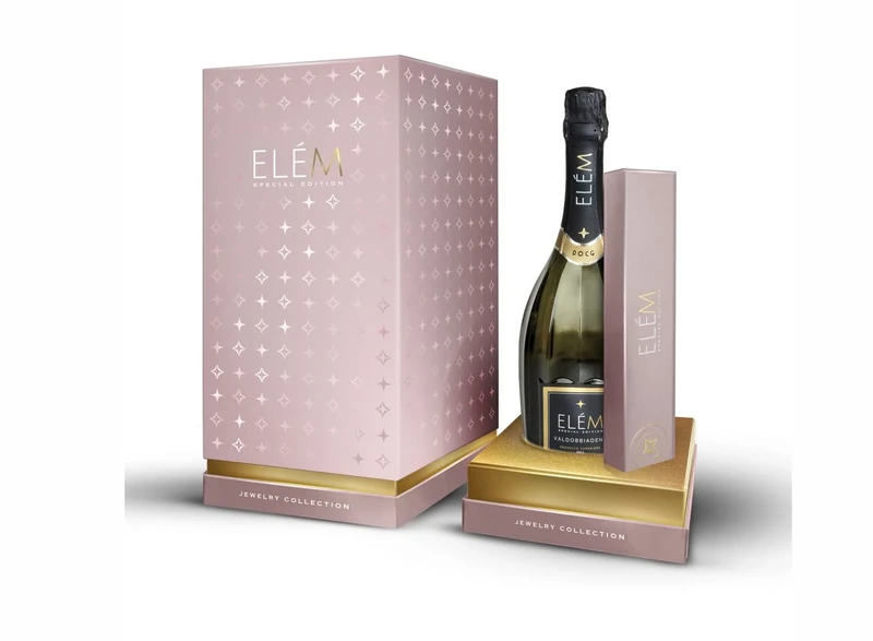 ELÈM Prosecco D.O.C.G. Superiore Sparkling White Wine Jewelry Collection with Tennis Bracelet - Luxury Sparking Wine - Gifts for Women - Mum - 1 x 750 ml