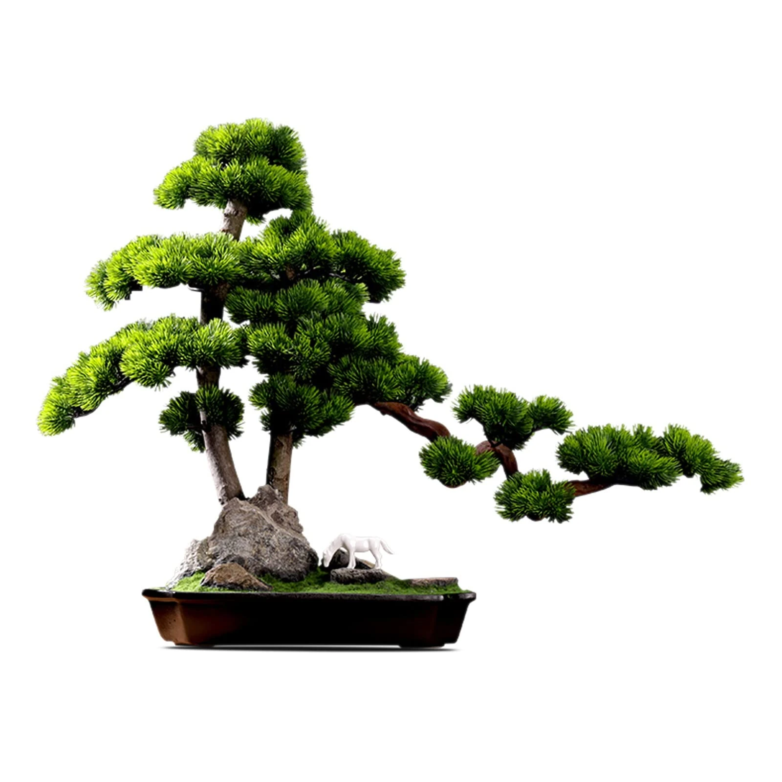 RAZZUM Pine Artificial Bonsai Tree Indoor Large Fake Plants Decor Artificial Bonsai Tree with Ceramic Pots for Home Table Office Desk Bedroom Living Room Decorations for