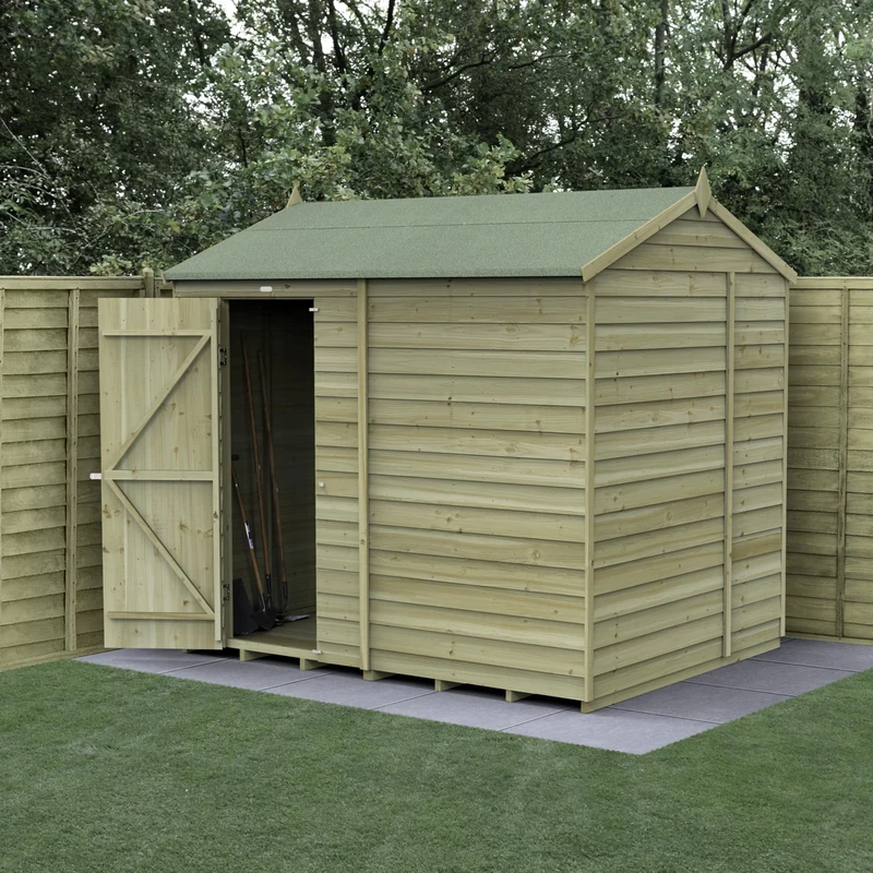 Forest Garden 4LIFE Reverse Apex Shed 8x6 - Single Door - No Windows