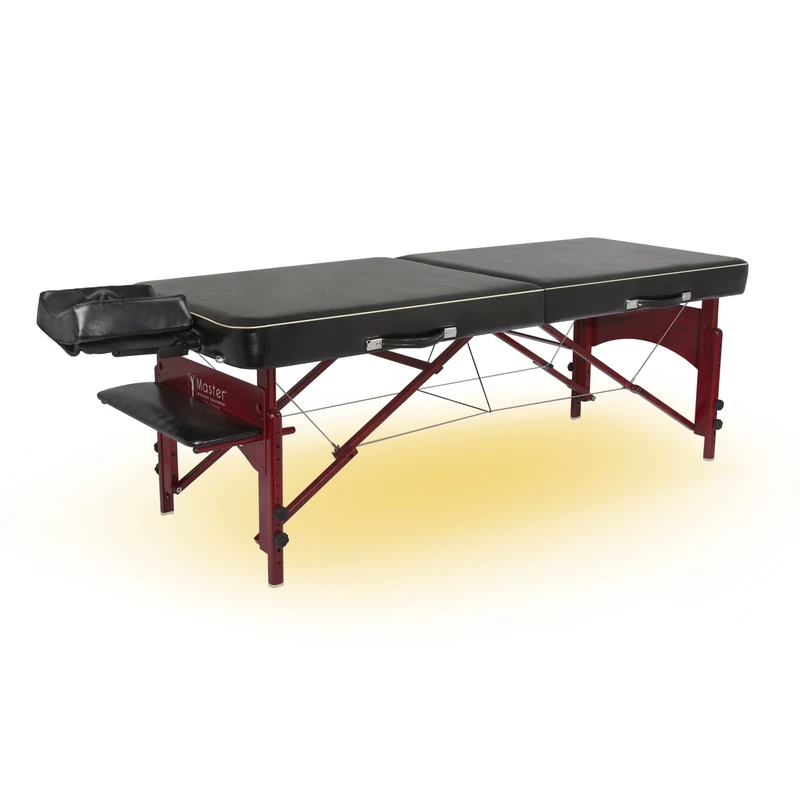 Master Massage 73cm Sereno Luxury Durable Wooden Portable Massage Couch Foldable Massage Table Spa Beauty Couch Physiotherapy Bed W/Ambient Light System, Black