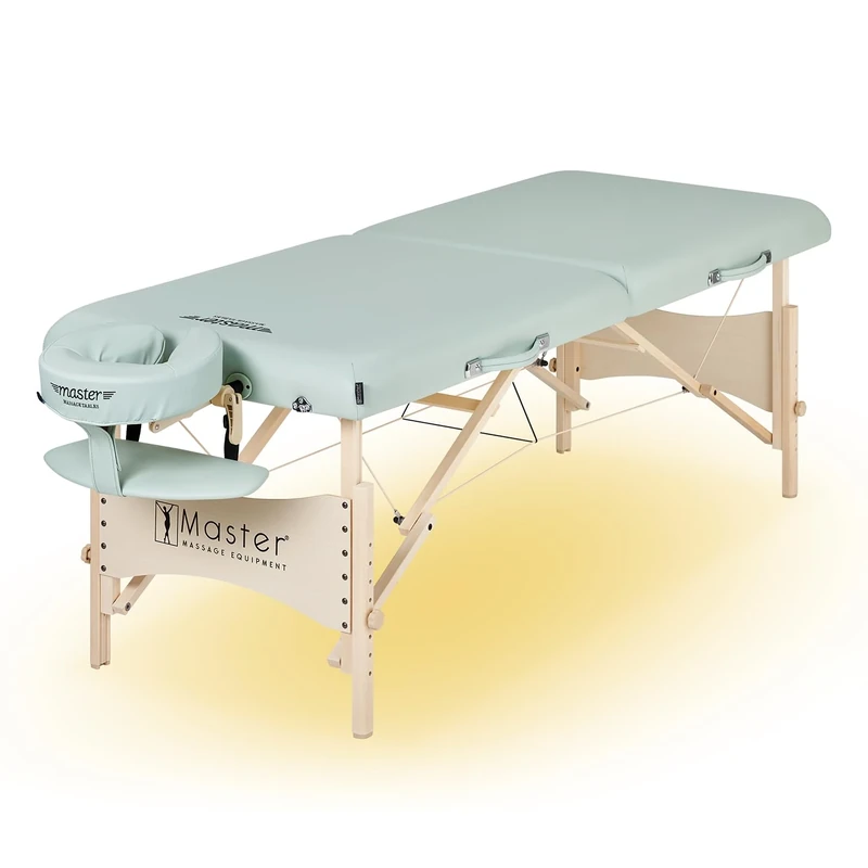 Master Massage 71cm Paradise Wooden Lightweight Portable Massage Couch Foldable Massage Table Spa Beauty Couch Physiotherapy Bed W/Ambient Light System, Lily Green