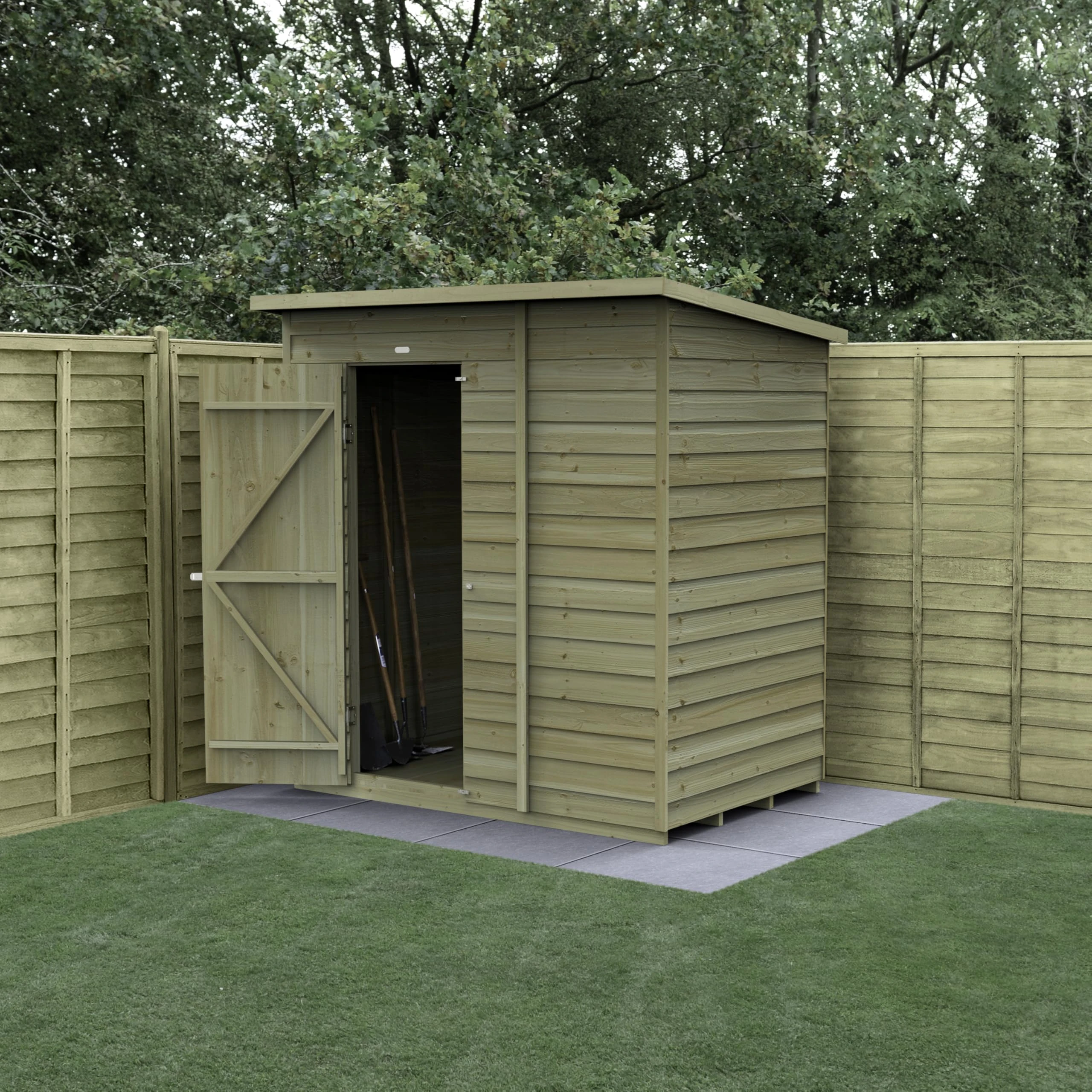 Forest Garden 4LIFE Pent Shed 6x4 - Single Door - No Windows