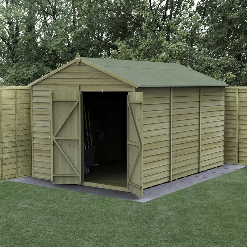 Forest Garden 4LIFE Apex Shed 8x12 - Double Door - No Window