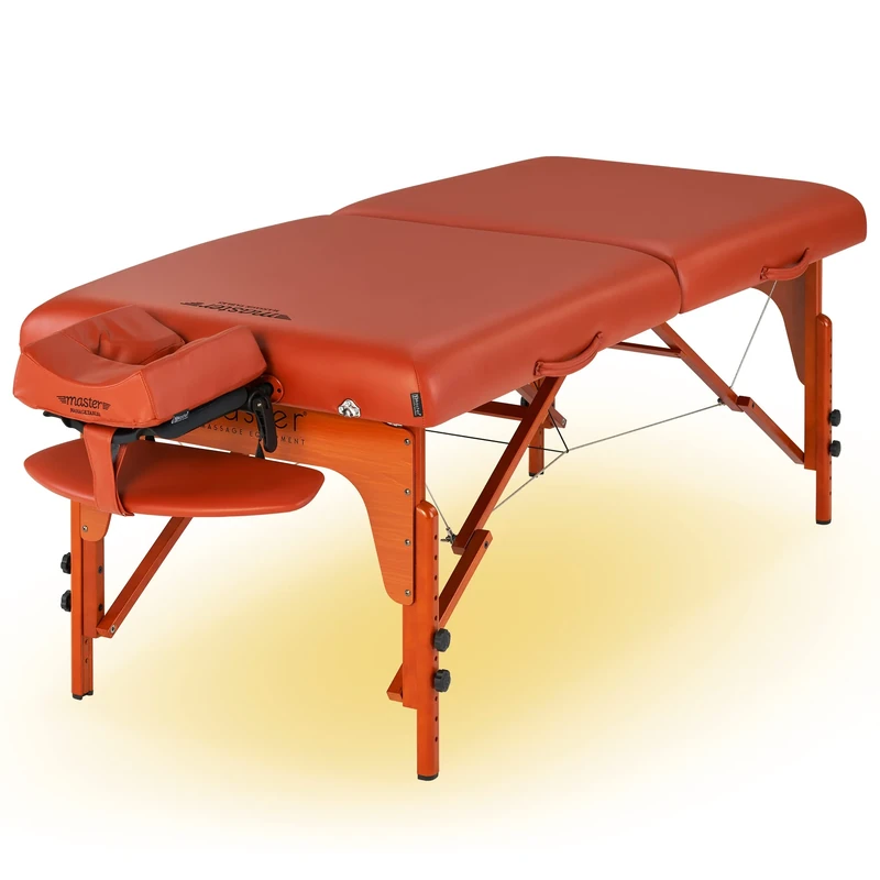 Master Massage 79cm Santana Pro Portable Massage Table Package, Memory Foam Cushioning, Reiki Leg Panels, Mountain Red Facial Bed with Galaxy Lighting System