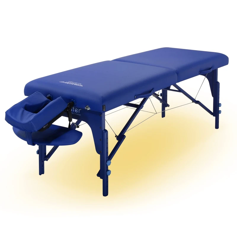 Master Massage 71cm Montclair 7.6cmLuxury Foam System Reiki Panel Wooden Portable Massage Couch Foldable Massage Table Spa Beauty Couch Physiotherapy Bed W/Ambient Light System, Imperial Blue