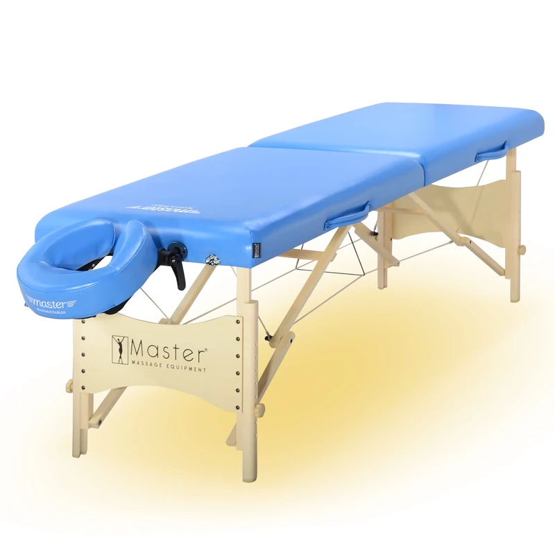 Master Massage 71cm Skyline Wooden Lightweight Portable Massage Couch Foldable Massage Table Spa Beauty Couch Physiotherapy bed W/Ambient Light System, Marina Blue