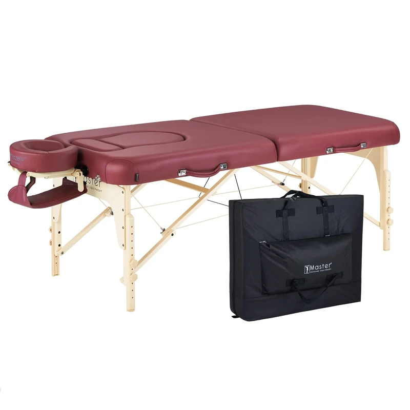 Master Massage 76cm Eva Portable Pregnancy Massage Table for Female Clients and Obese Individuals, Spa Salon Facial Bed for Pregnant Women- Multi Functional (Burgundy) with Galaxy Lighting System