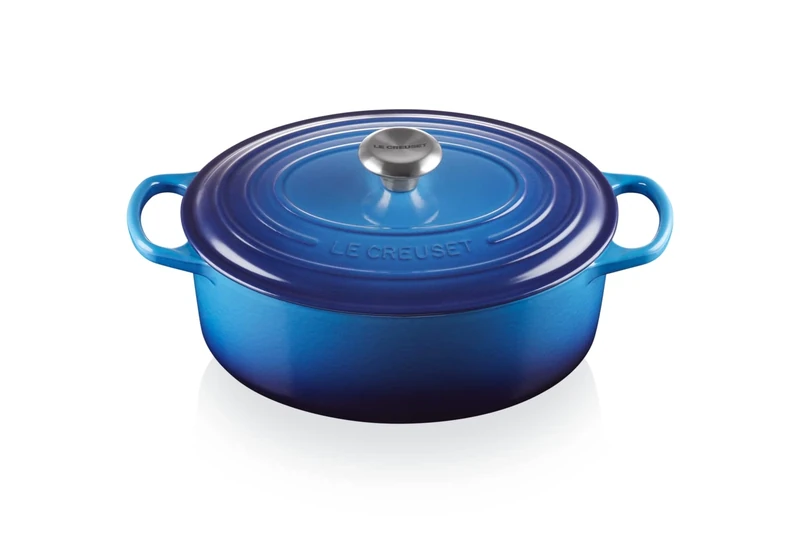 Le Creuset Signature Enamelled Cast Iron Oval Casserole Dish With Lid, 29 cm, 4.7 Litre, Azure, 21178292202430