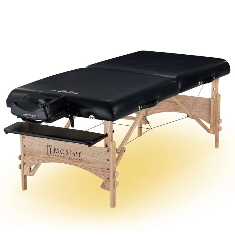 Master Massage 81cm Gibraltar Wider Luxury Foam System Reiki Panel Wooden Portable Massage Couch Foldable Massage Table Spa Beauty Couch Physiotherapy Bed W/Ambient Light System, Black