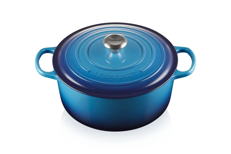 Le Creuset Signature Enamelled Cast Iron Round Casserole Dish With Lid, 28 cm, 6.7 Litre, Azure, 21177182202430