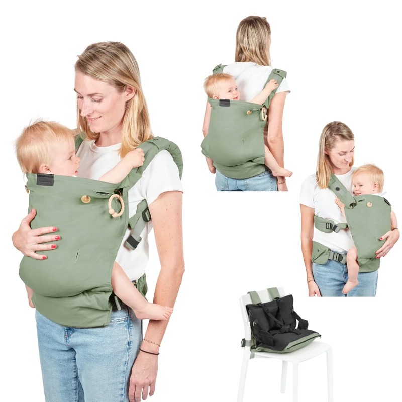 Babymoov Moov & Boost Ergonomic Baby Carrier and Travel Booster Seat - Sage Green