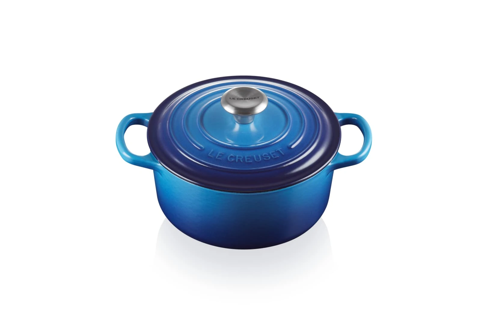 Le Creuset Signature Enamelled Cast Iron Round Casserole Dish With Lid, 20 cm, 2.4 Litre, Azure, 21177182202430