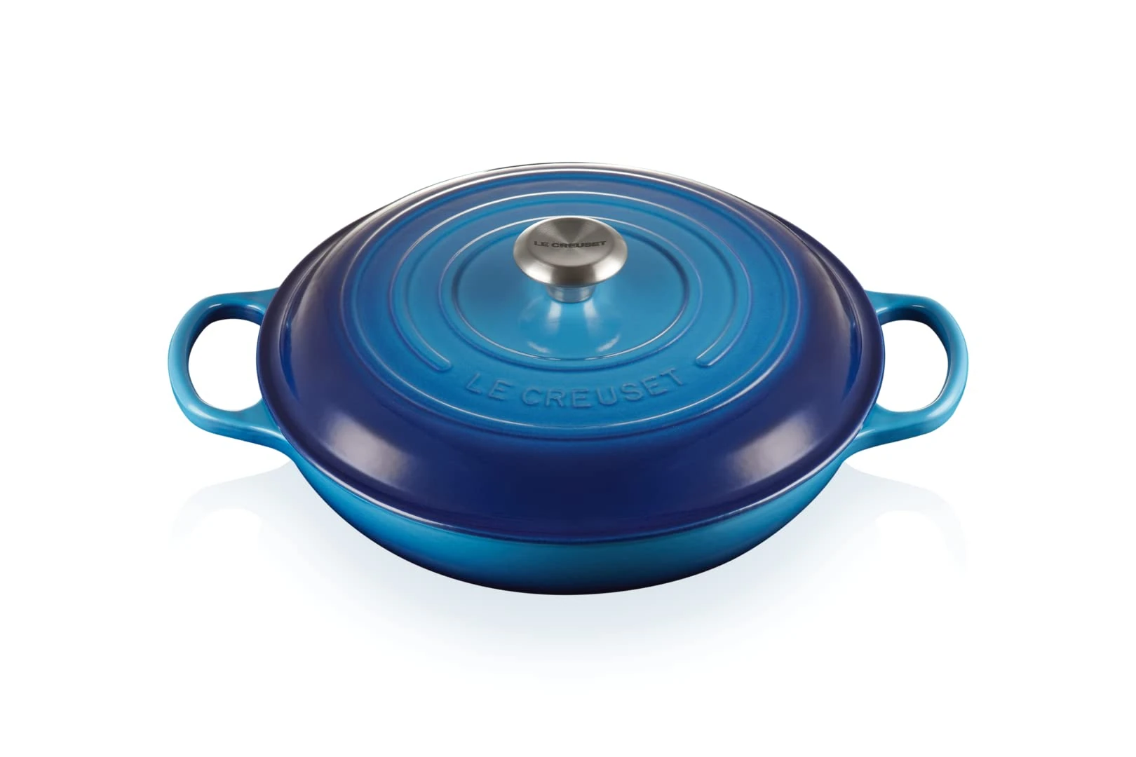 LE CREUSET Signature Sh.Casserole/braiser 30cm Azure Blue SS Knob